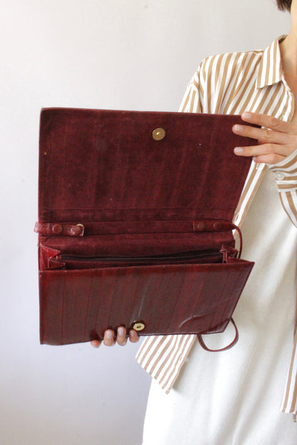 Vintage Crimson Eelskin Clutch Purse