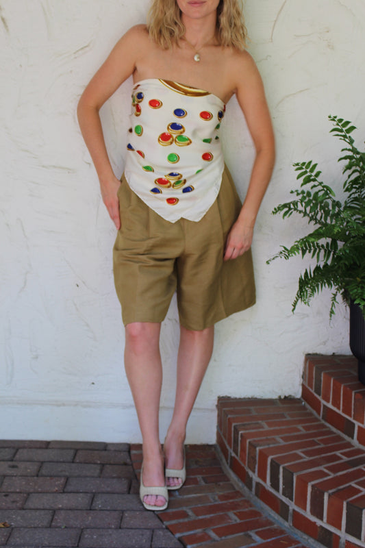Vintage Movado Ivory Gem Silk Scarf