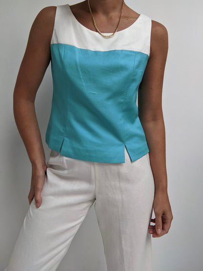 Amazing Vintage Two-Toned 3 Piece Linen Set