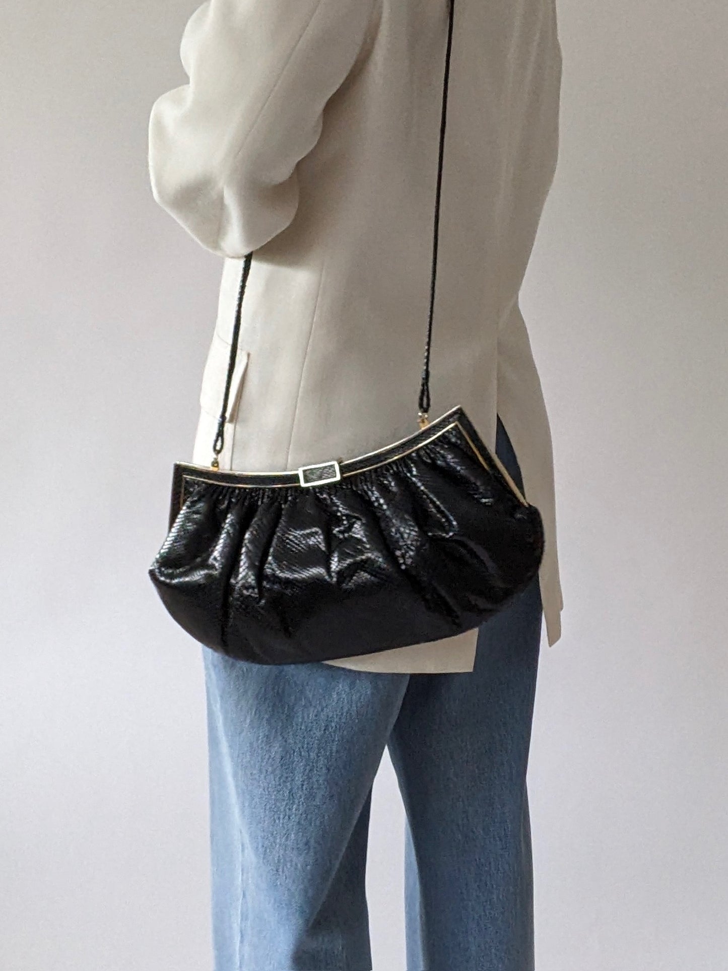 Incredible Vintage Caviar Snakeskin Leather Pouch Bag