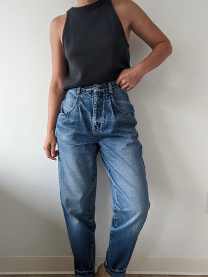 Vintage Faded Pleated Denim