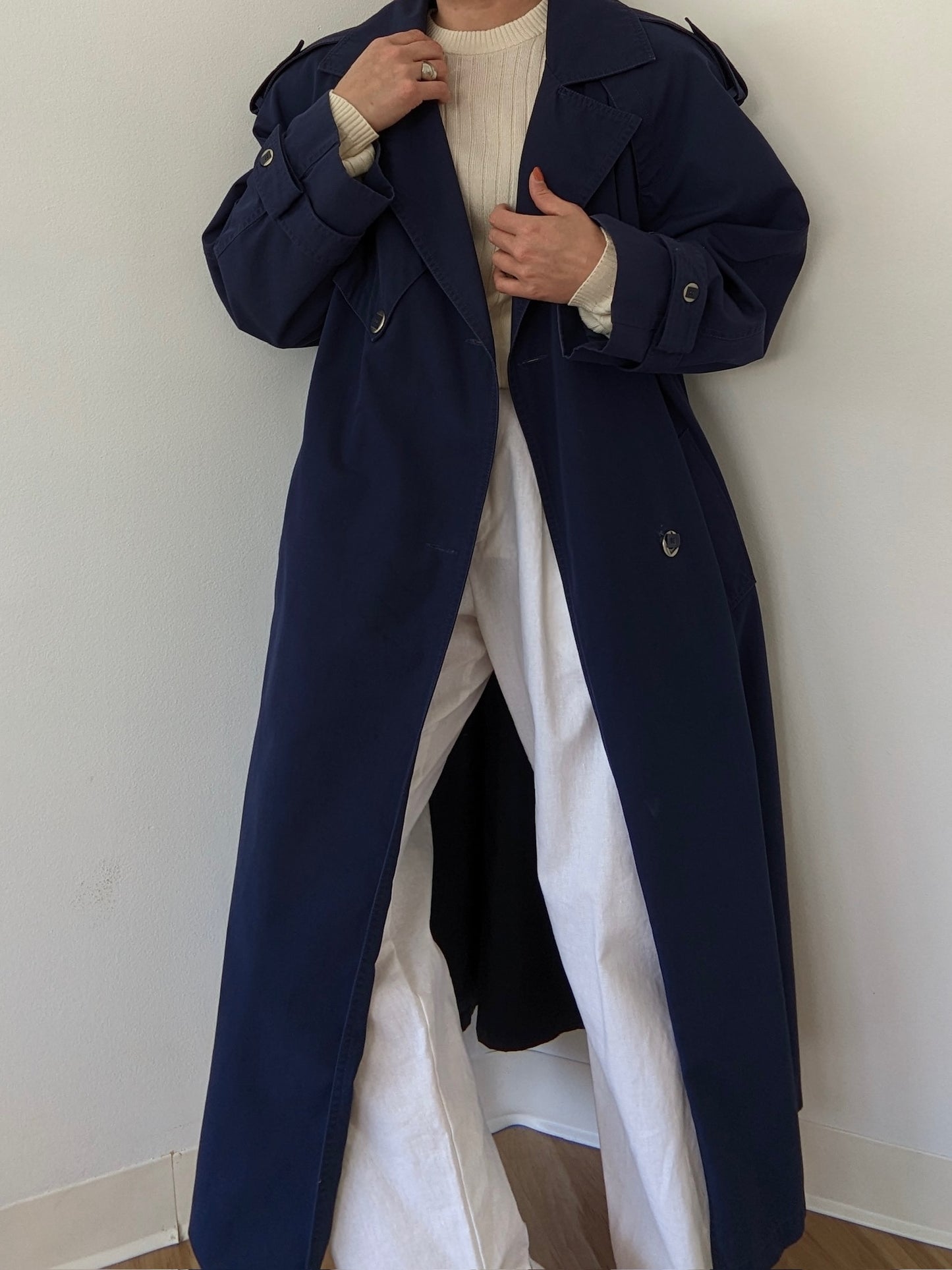 Vintage Navy Cotton Trench Coat