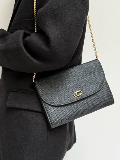 Lovely Vintage Onyx Woven Envelope Purse