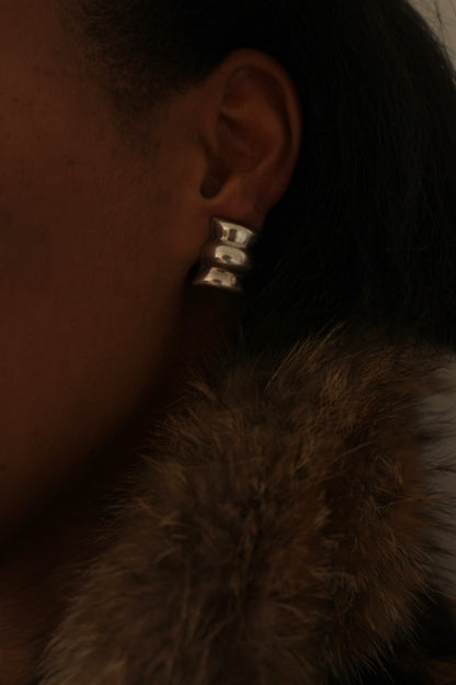 Vintage Mexico Sterling Silver Ribbed Earrings