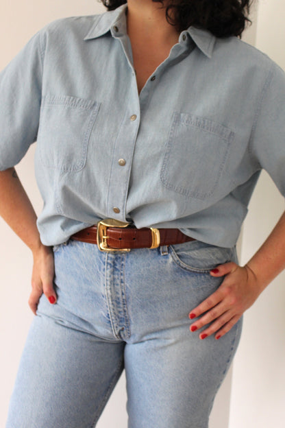 Vintage Chambray Snap Button Shirt