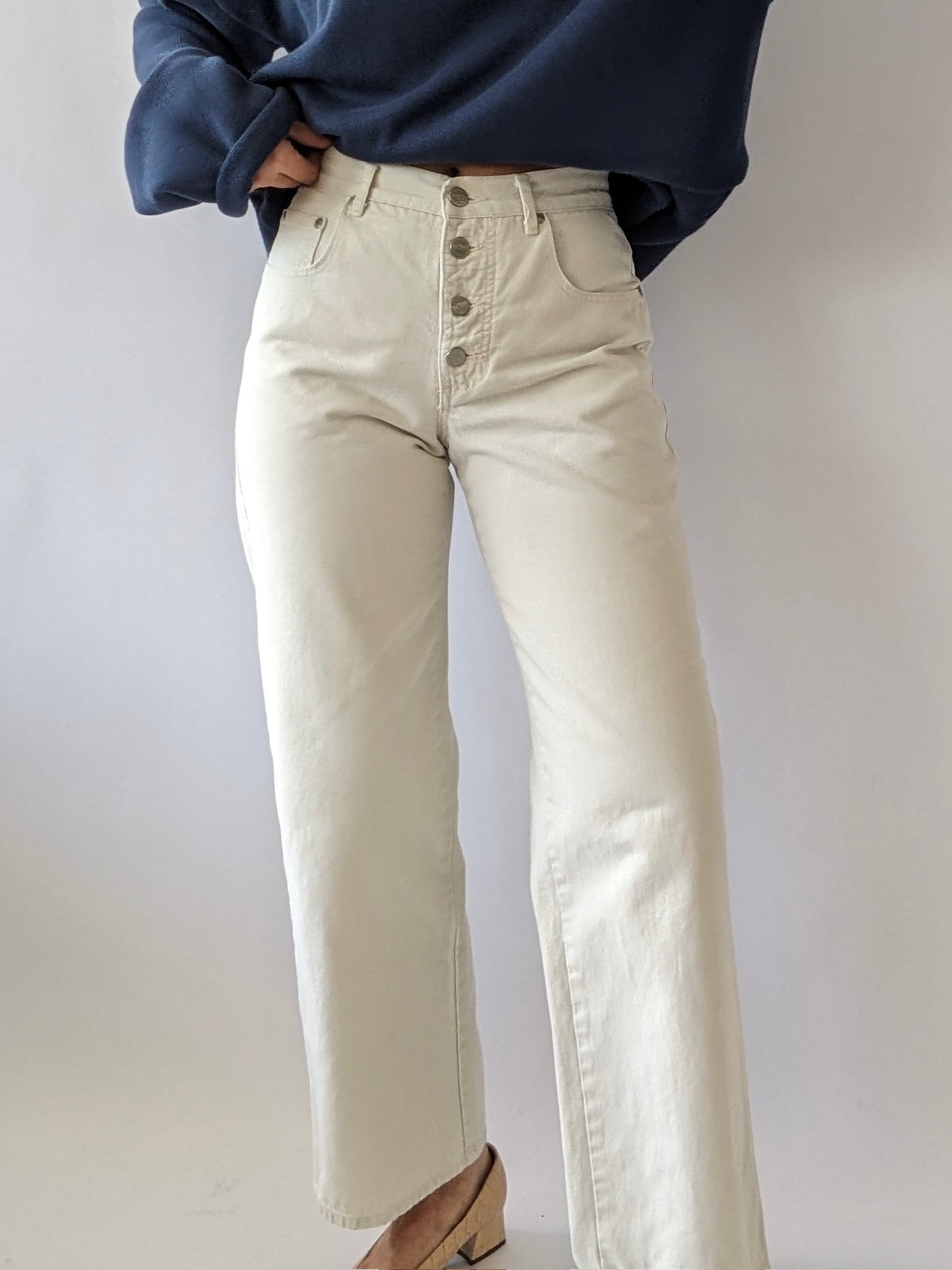 Vintage Wide Leg Button-Fly Denim