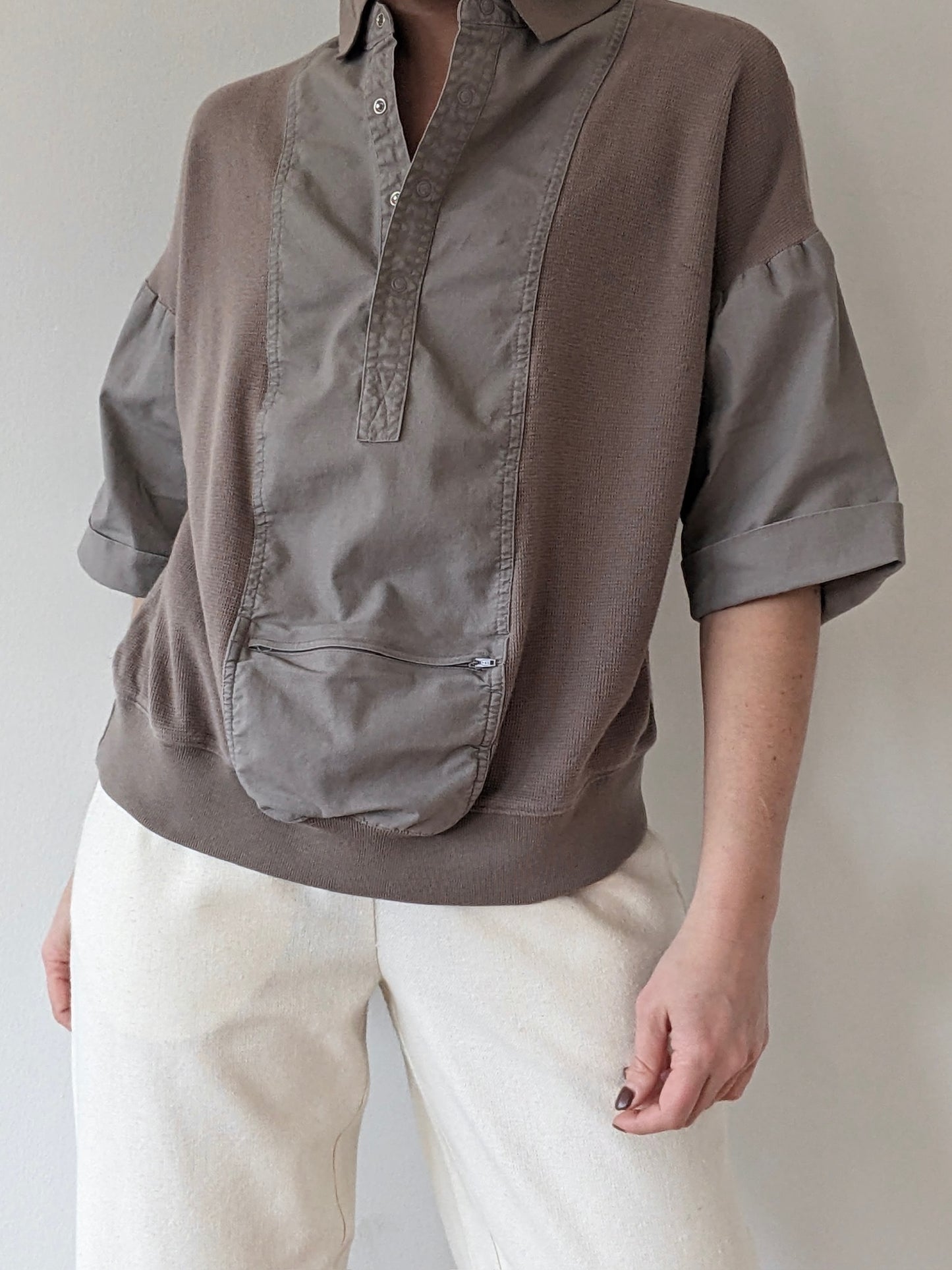 Favorite Vintage Clamshell Waffled Leisure Henley