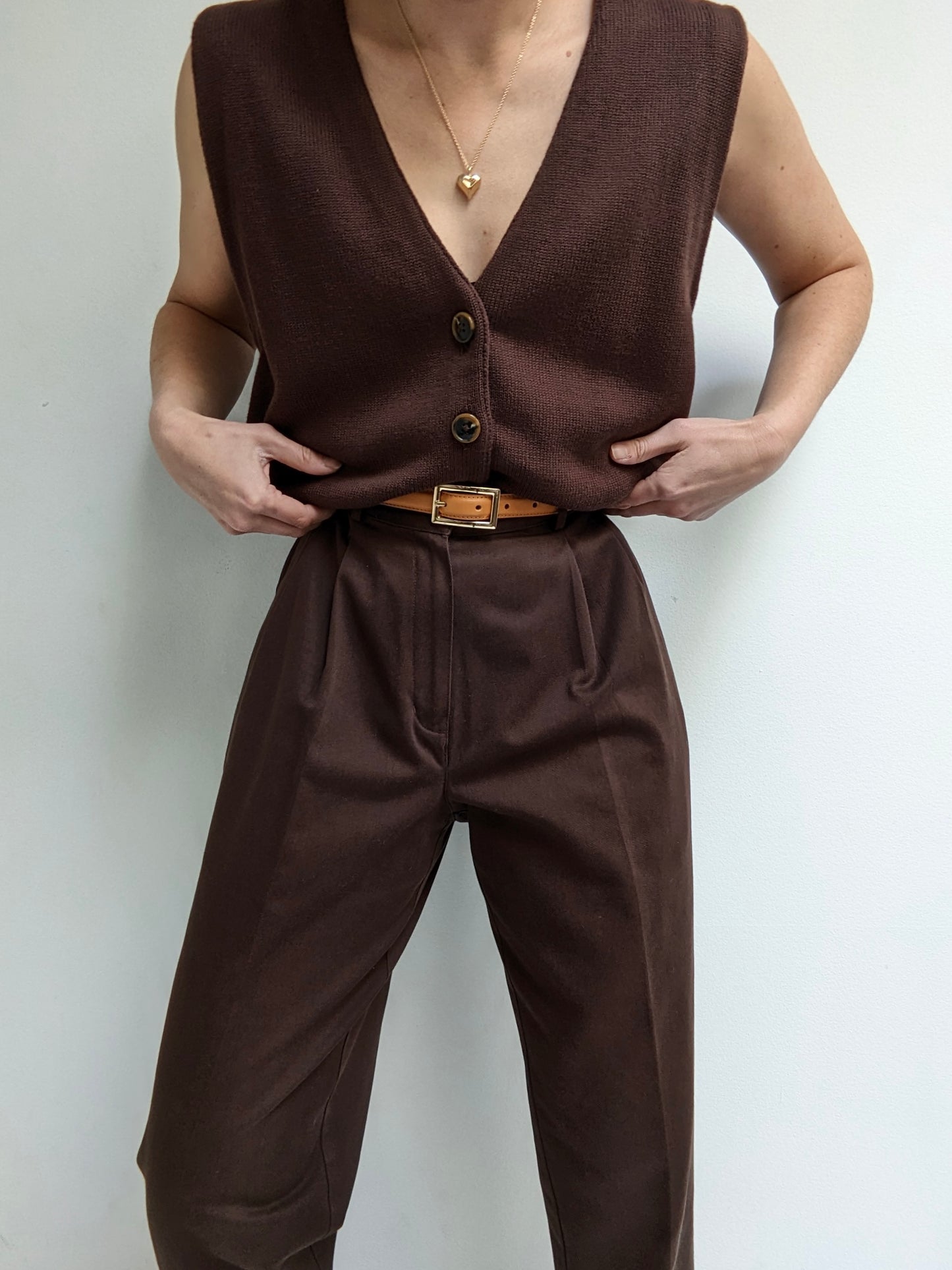 90s Cocoa Cotton Pleated Trousers