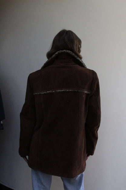 Vintage Chocolate Suede Shearling Penny Lane Coat