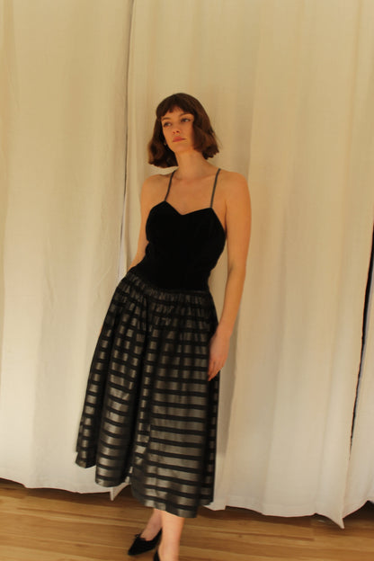 Stunning Vintage Velvet & Striped Dress