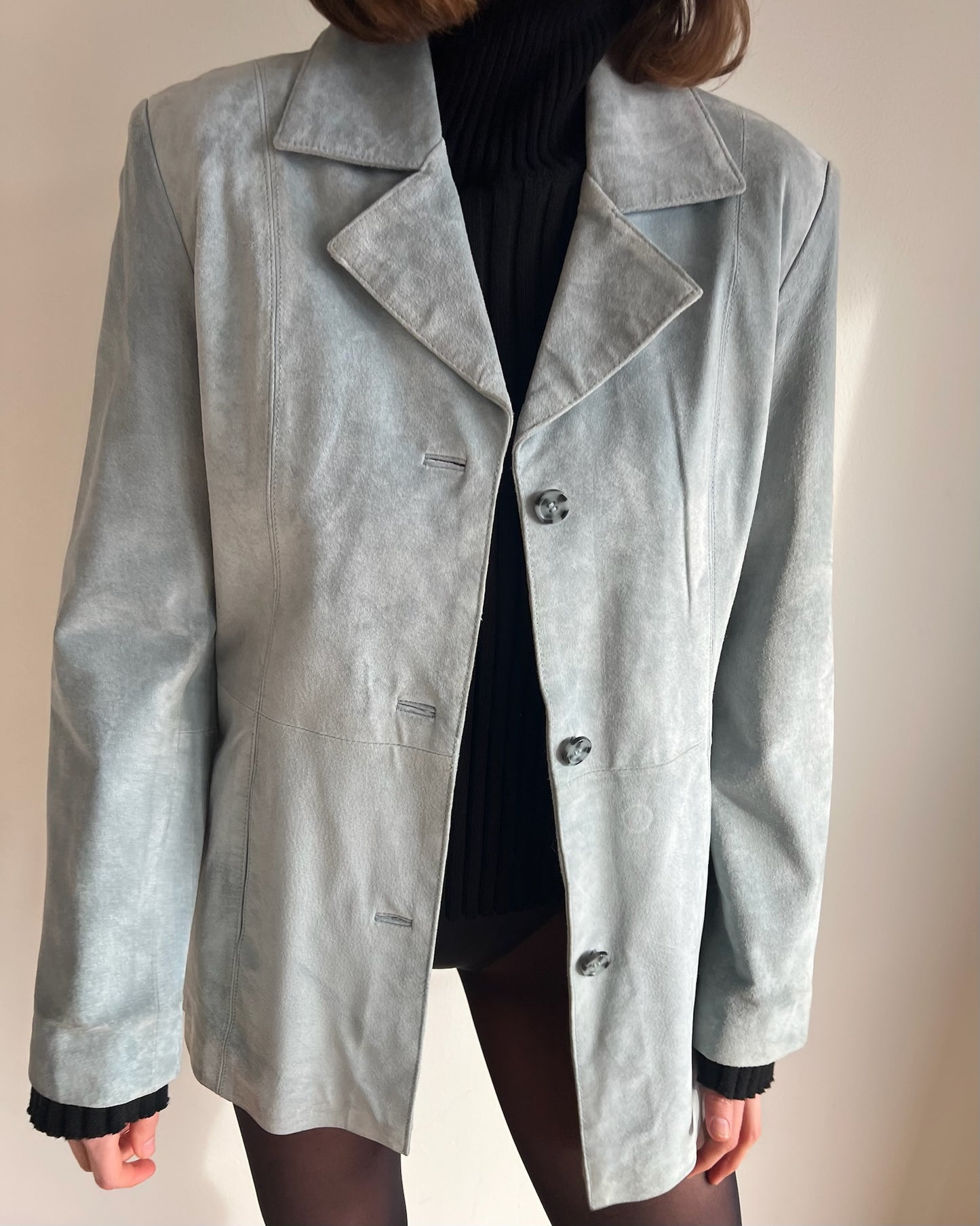 Lovely Vintage Powder Blue Suede Jacket