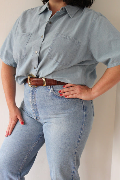 Vintage Chambray Snap Button Shirt