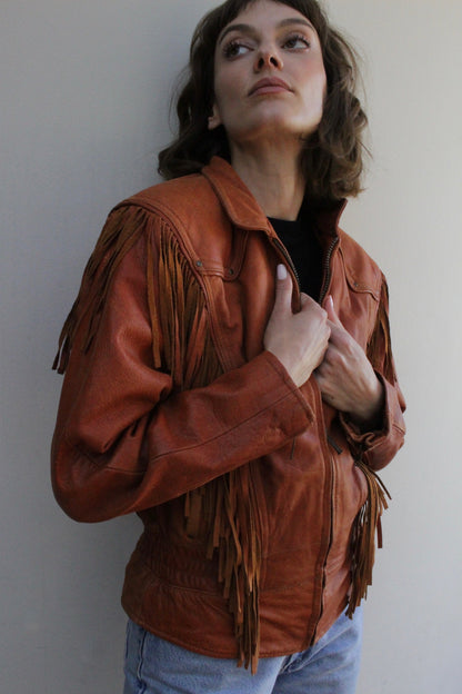 Absolute Favorite Vintage Pebbled Leather Fringe Jacket