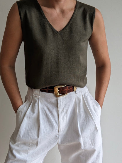 Vintage Fern Silk Knit Vest