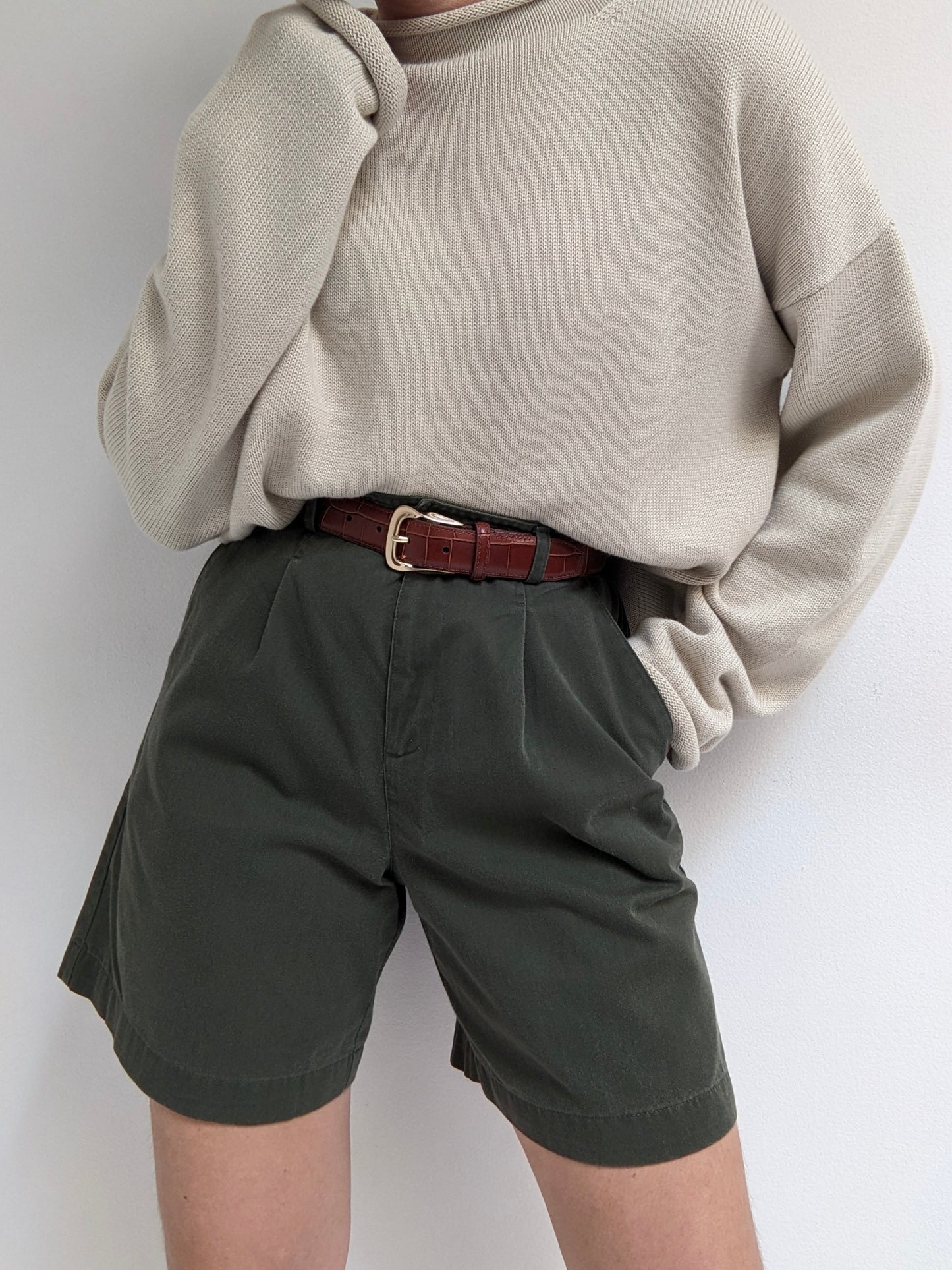 Vintage Olive Cotton Shorts