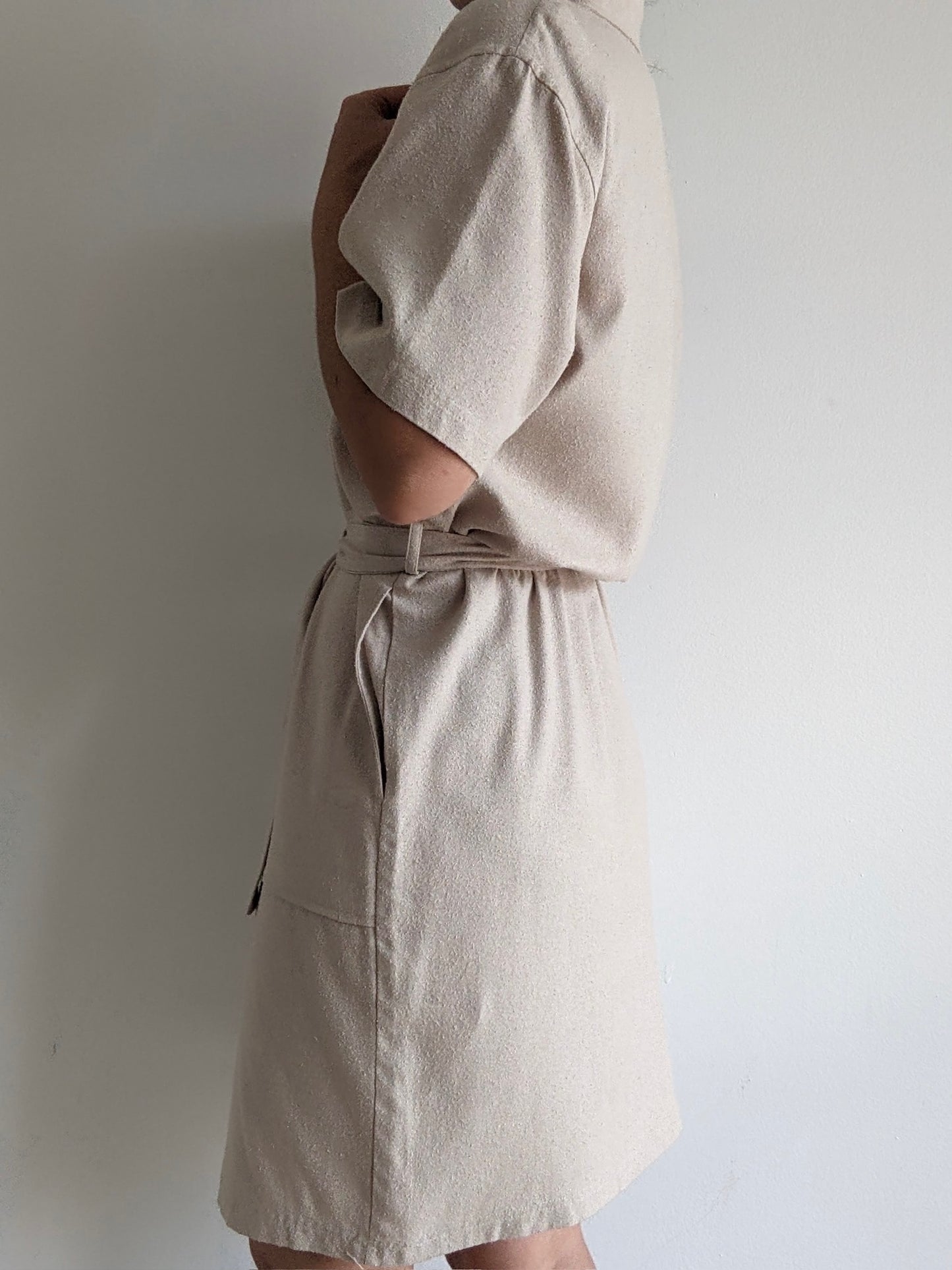 Vintage Belted Raw Silk Dress