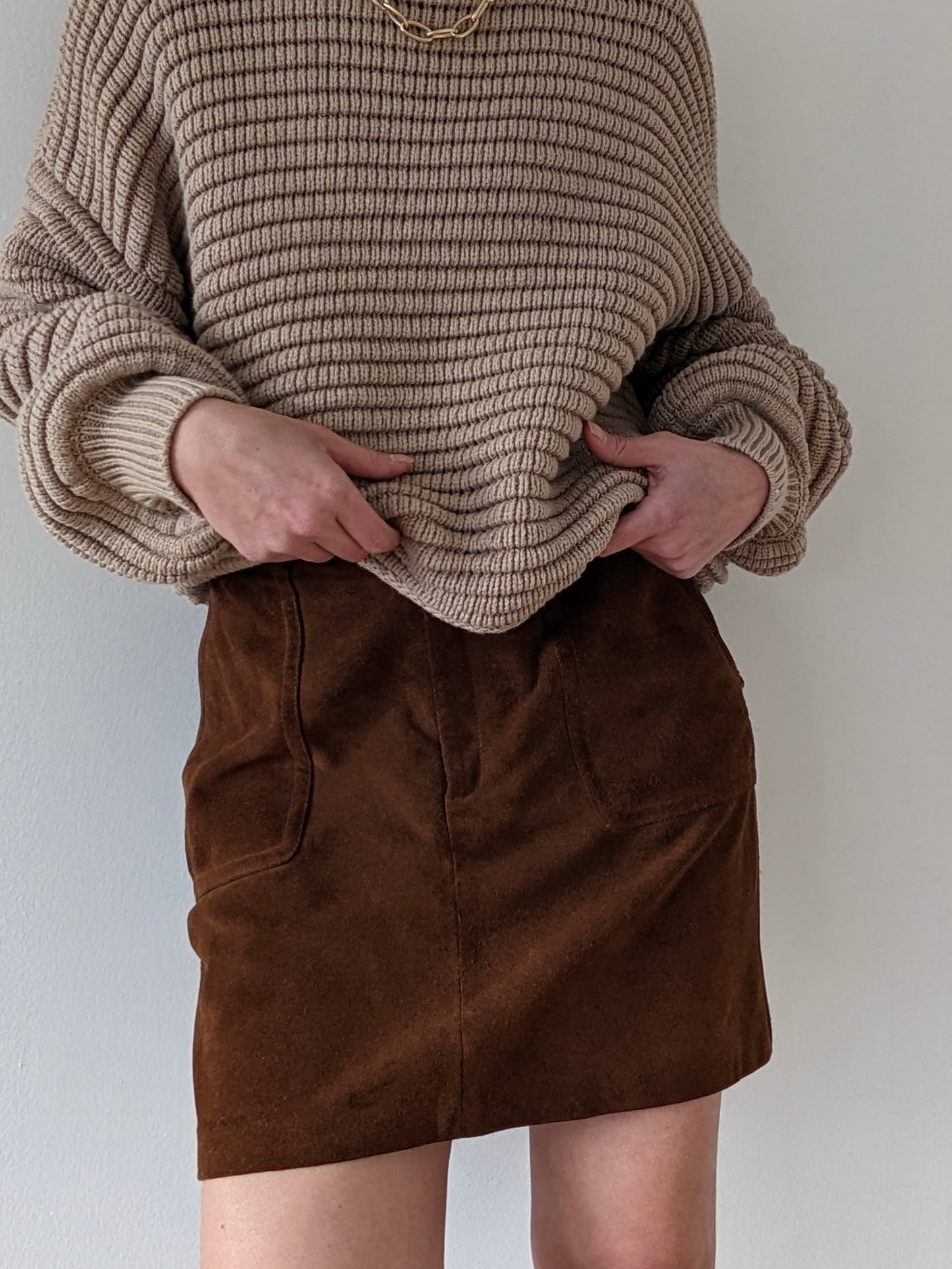 Lovely Vintage Chestnut Suede Mini Skirt