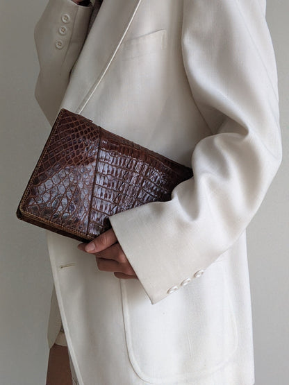 Vintage Genuine Crocodile Leather Clutch