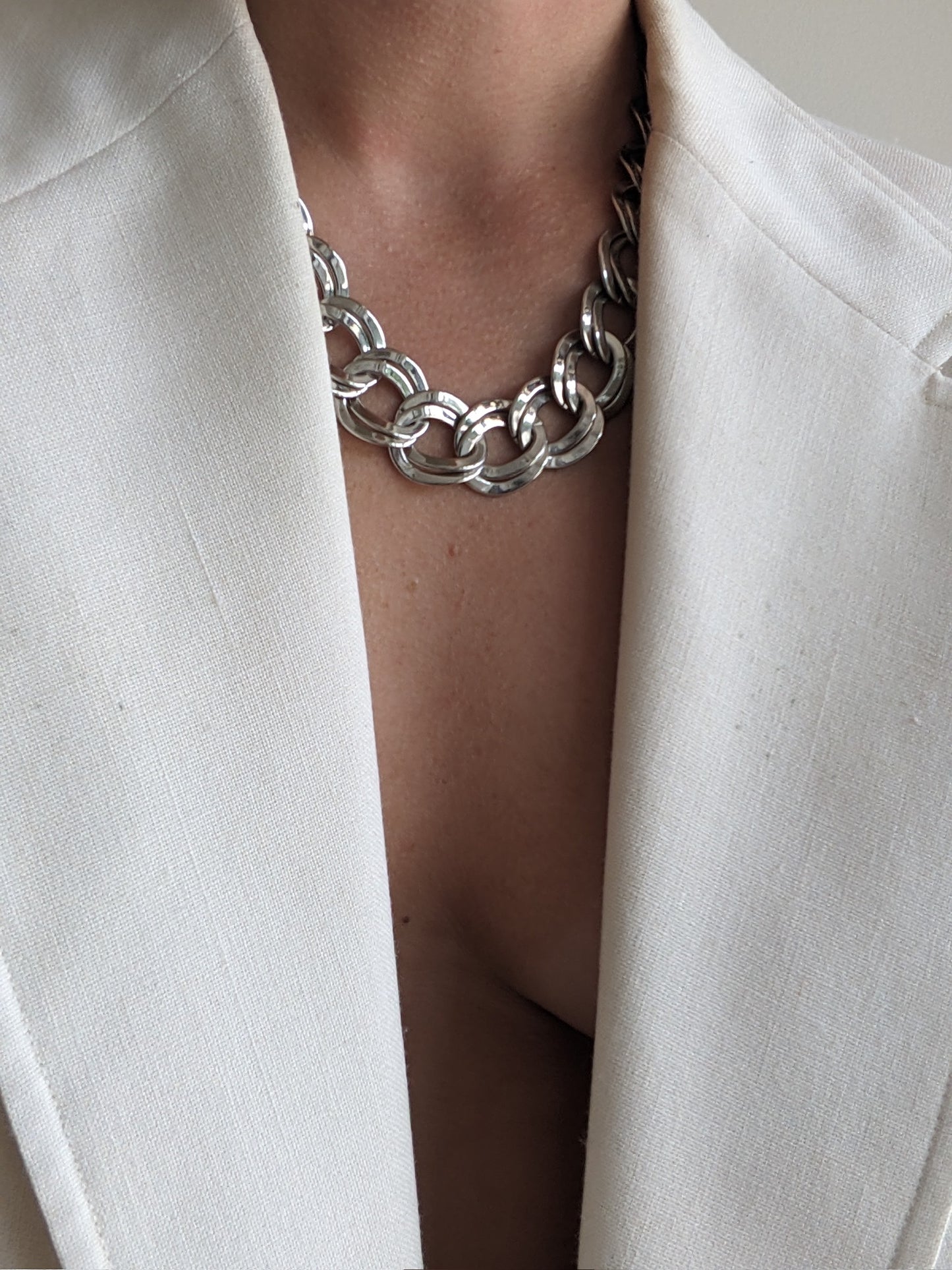 Vintage Silver Double Link Necklace