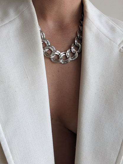 Vintage Silver Double Link Necklace
