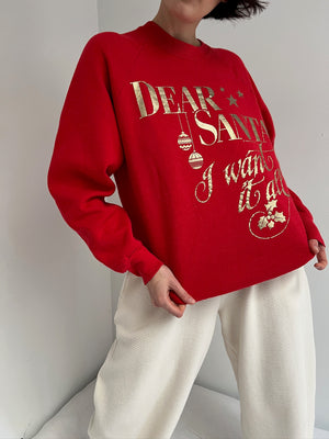 Vintage Gold Foil "Dear Santa" Raglan Sweatshirt