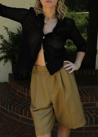 Vintage Onyx Netted Cotton Boxy Button Up