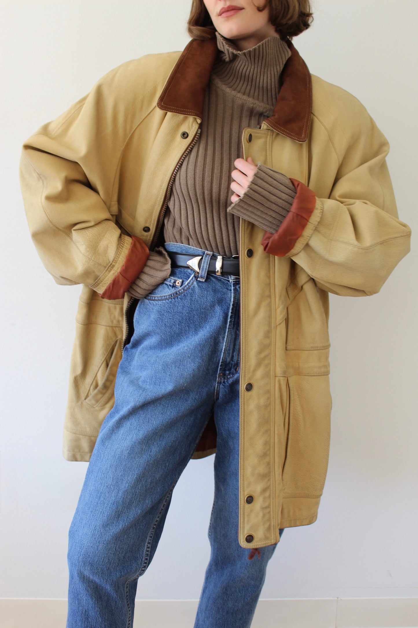 Incredible Vintage Two-Toned Leather Chore Coat