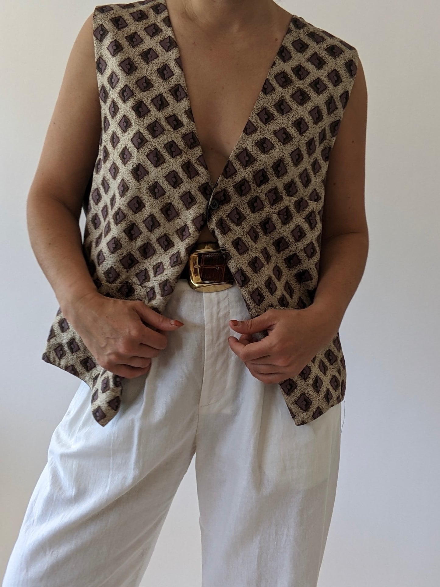 Vintage Printed Silk Vest