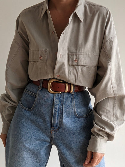 Vintage Slate Grey Pocket Button Down
