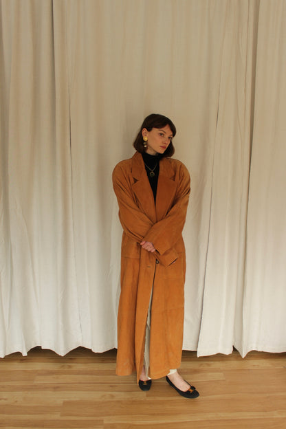 Vintage Clay Sueded Leather Coat