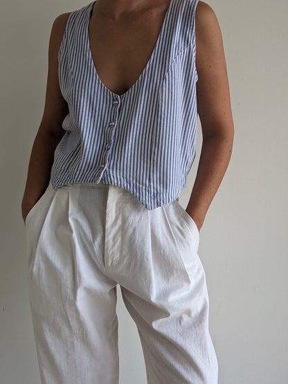 90s Cropped Sky Striped Vest