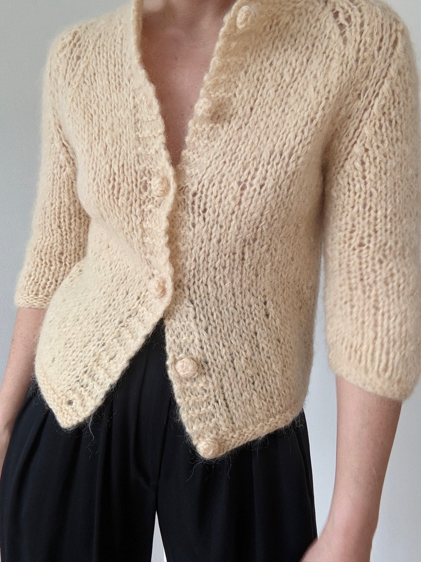 Vintage Buttercream Mohair Wool Cardigan