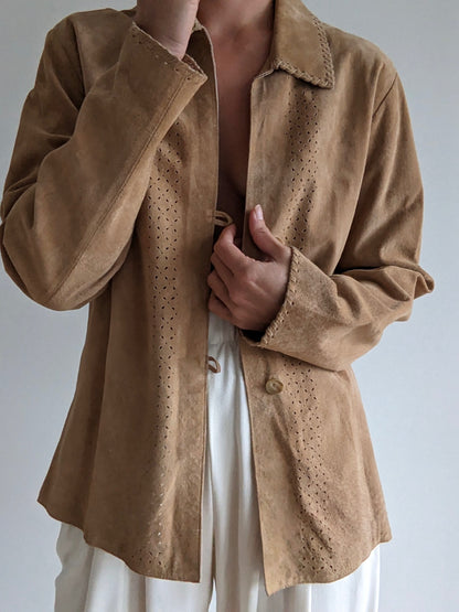 Vintage Eyelet Suede Rouleau Jacket