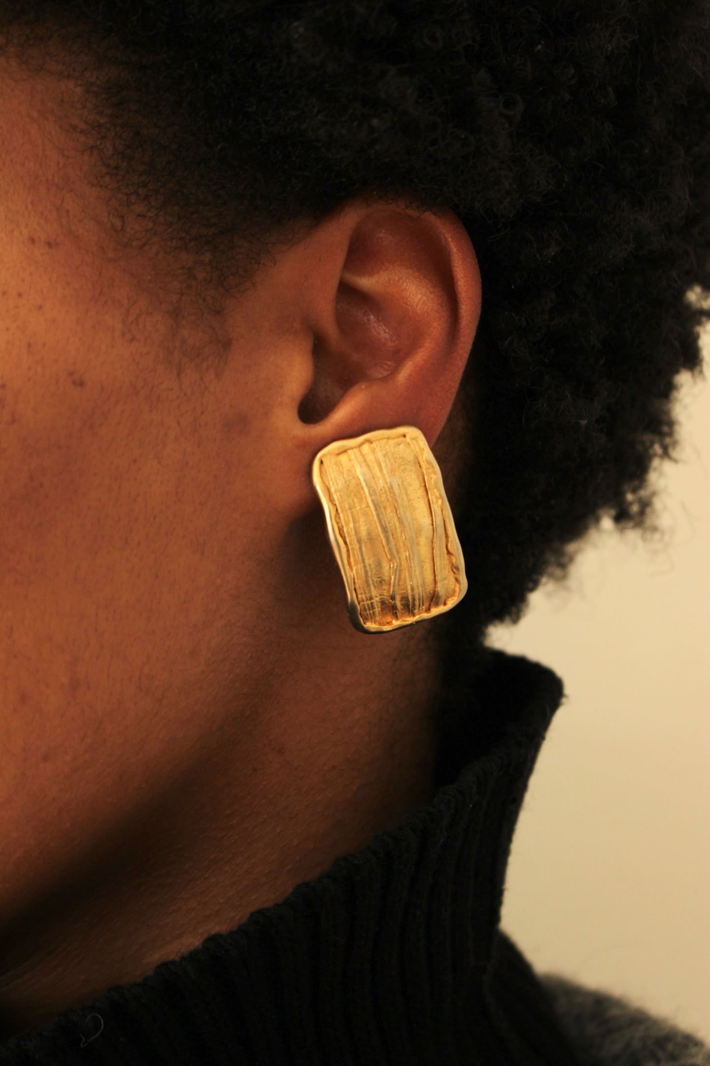 Vintage Brushed Gold Rectangle Earrings