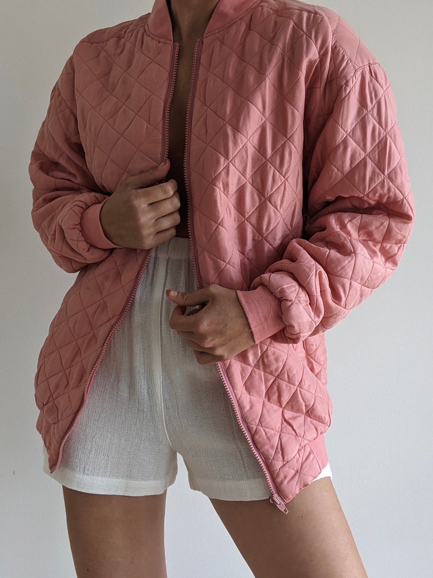 Vintage Rose Quilted SIlk Bomber