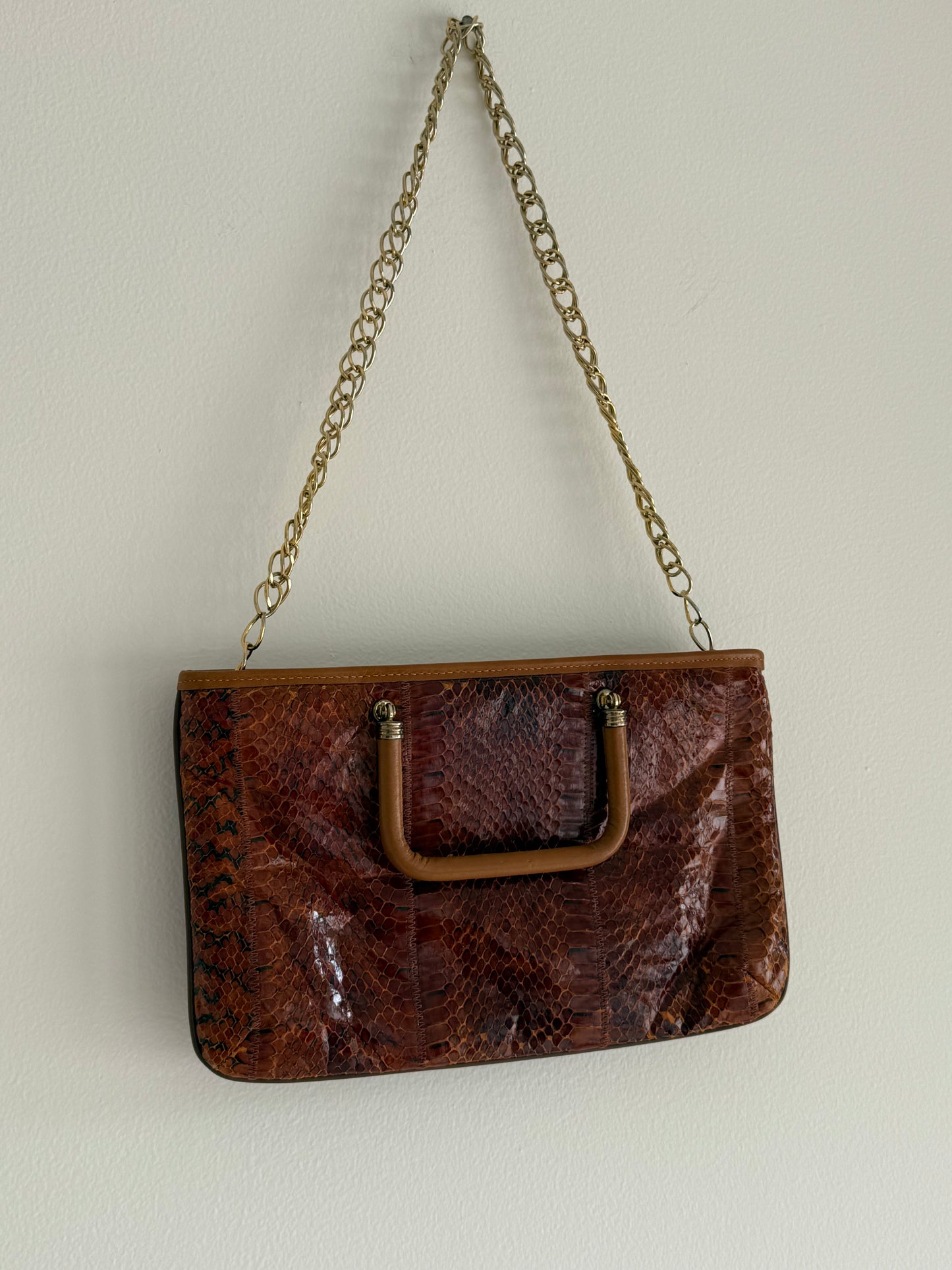 Amazing Vintage Snakeskin Chain Purse