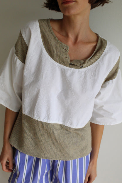 Vintage Knit-Accent Henley Tee