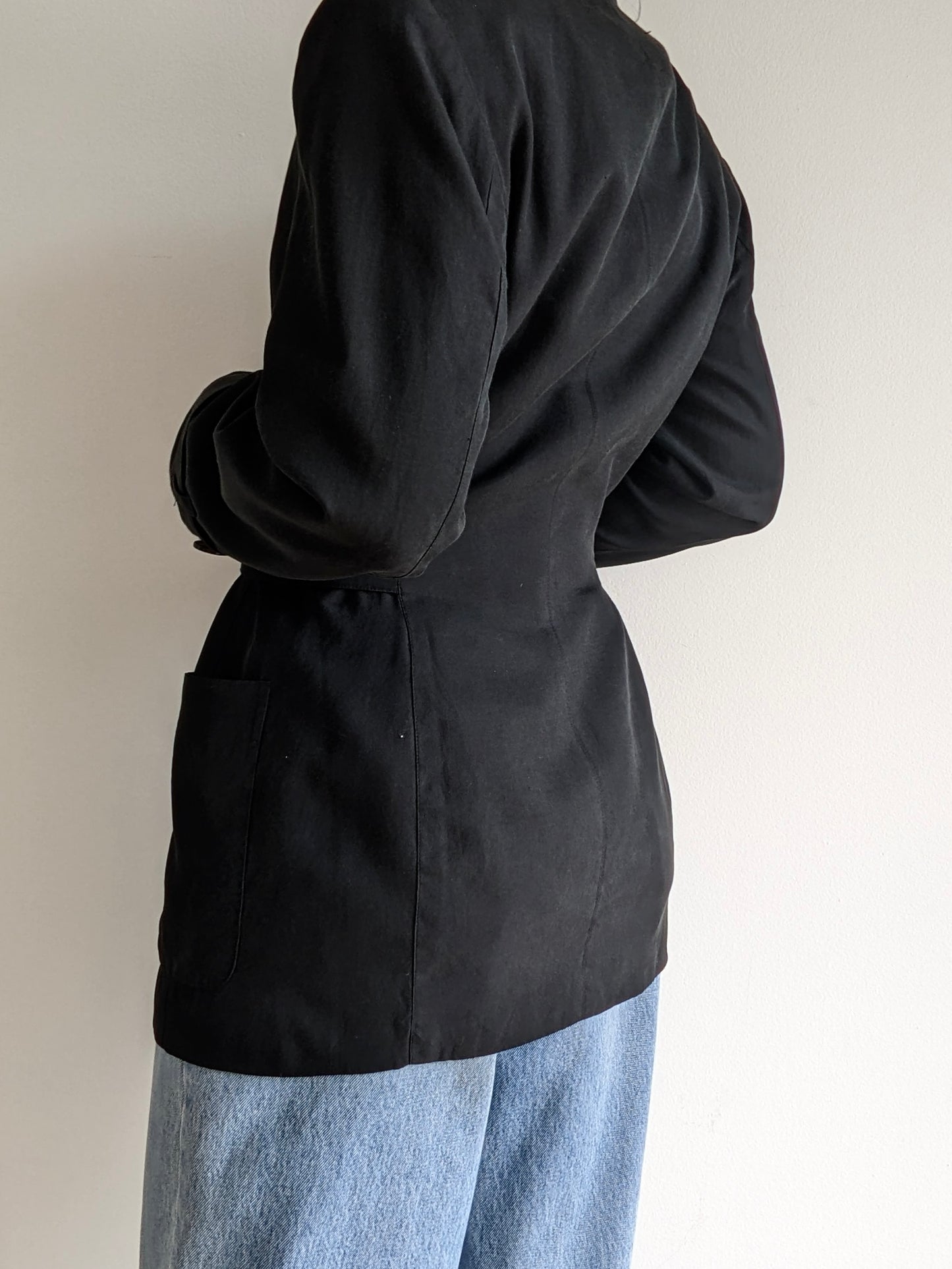 Vintage Ink Black Silk Jacket