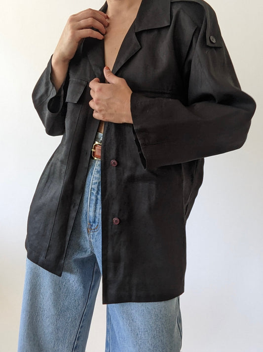 Vintage Onyx Linen Dolman Jacket