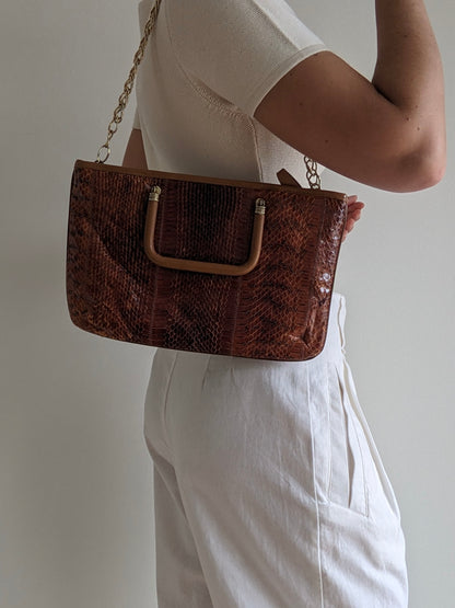 Amazing Vintage Snakeskin Chain Purse