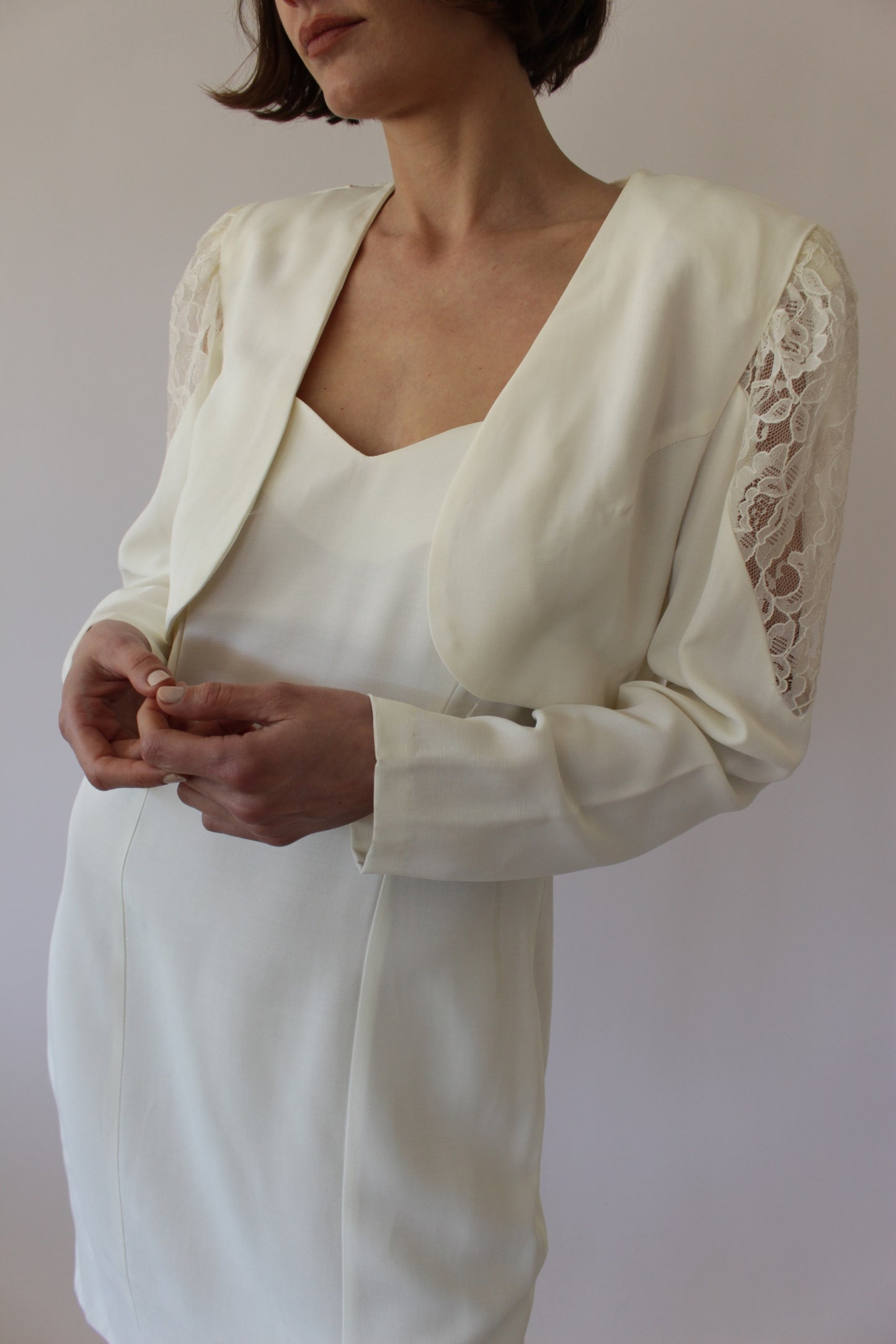 Vintage Vanilla Slip Dress & Lace Bolero Set