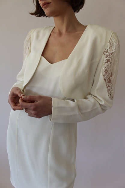 Vintage Vanilla Slip Dress & Lace Bolero Set