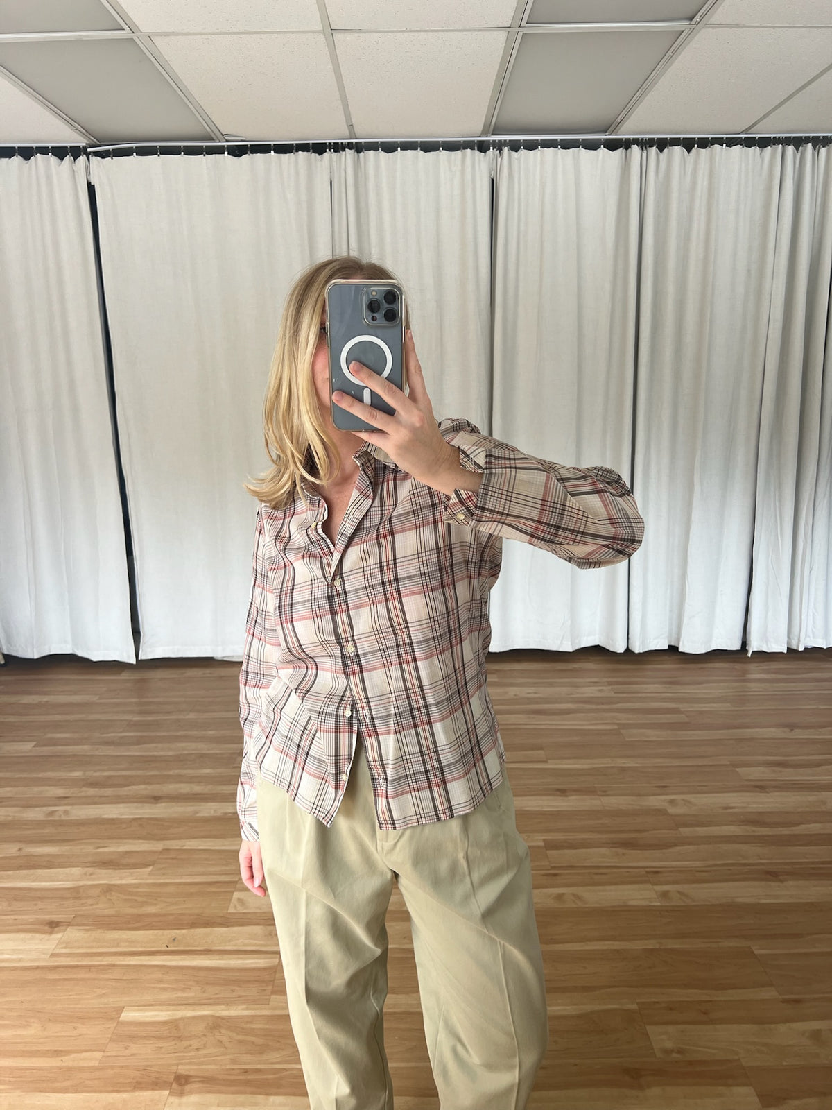 Vintage Boxy Plaid Button Up