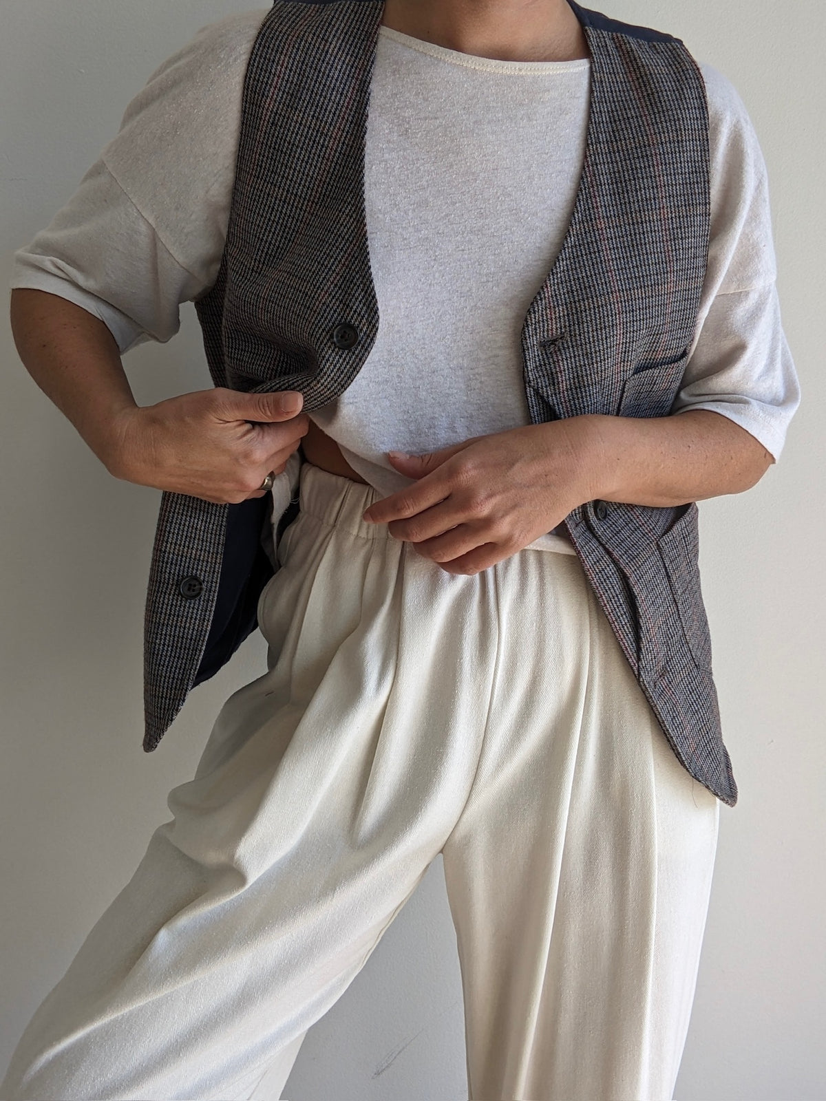 Plaid Wool Pocket Vest