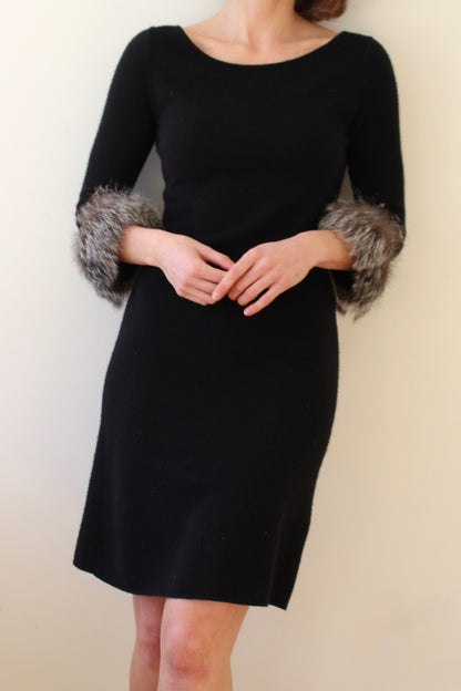 Amazing Vintage Cashmere & Fox Fur Sweater Dress