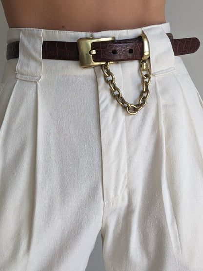Vintage DKNY Embossed Leather & Hanging Chain Belt