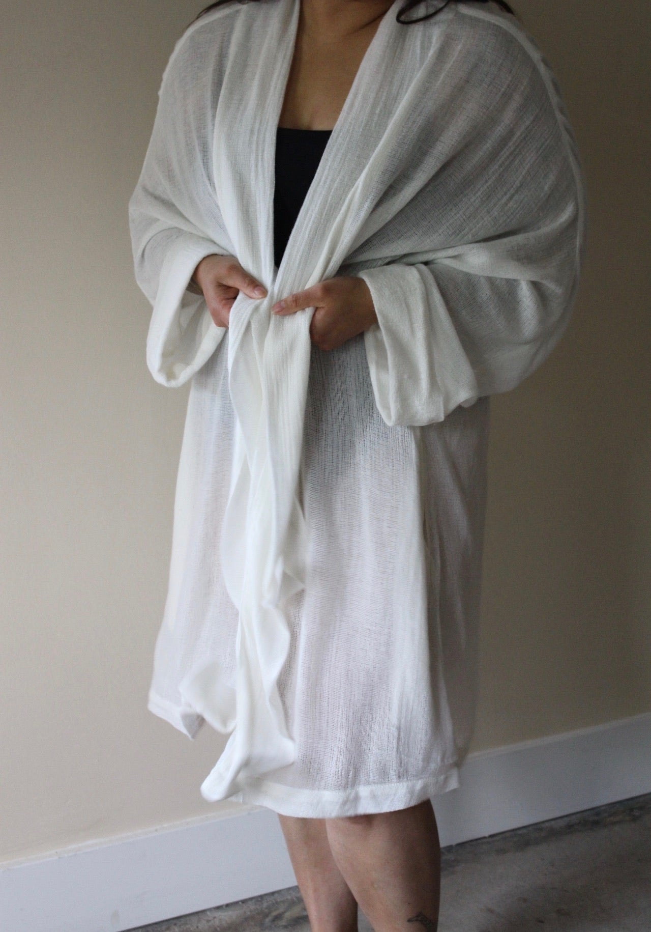 Jane Woven Mesh Robe Coat