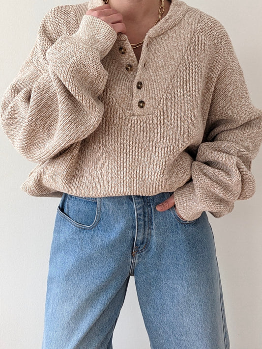 Favorite Vintage Oat Cotton Henley