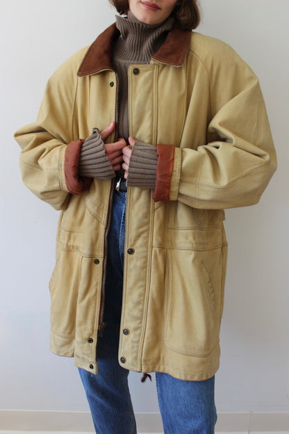 Incredible Vintage Two-Toned Leather Chore Coat