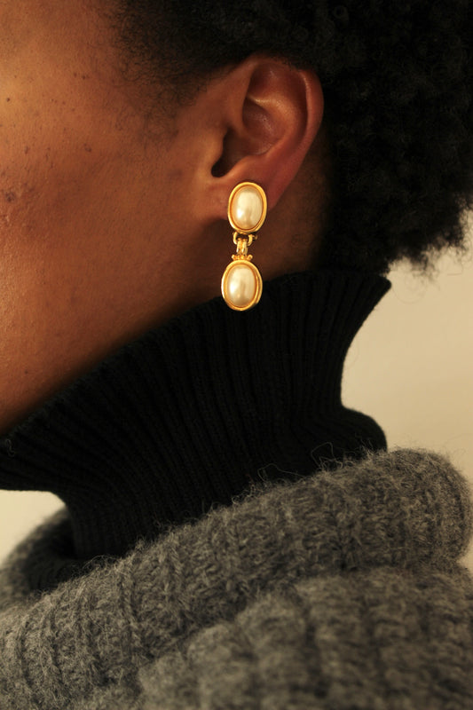 Classic Vintage Faux Pearl Drop Earrings